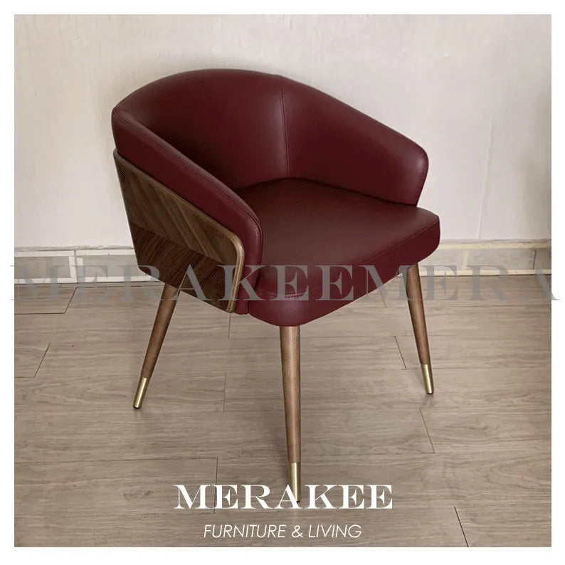 MERAKEE Dining Discussion Chair Wood with Full Grain Leather PU Leather Technology Fabric Discussion Table Set Dining Room Furniture WQ01