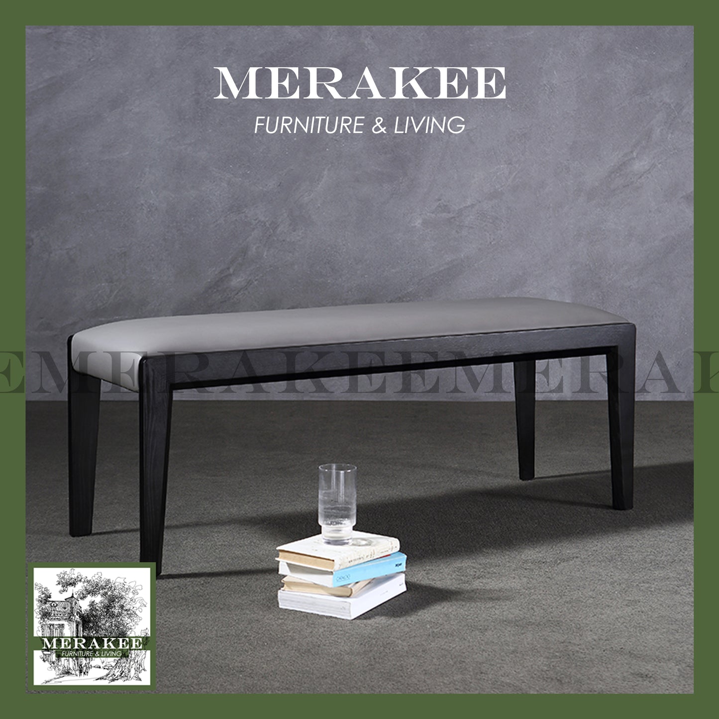 MERAKEE Dining Bench Solid Wood Pu Leather Dining Room Furniture B32