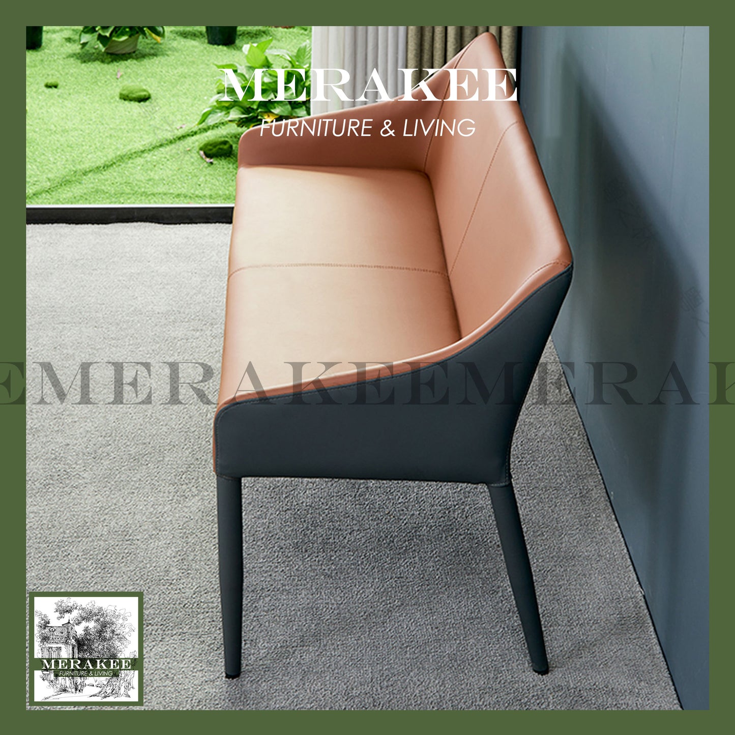 MERAKEE Dining Bench with Backrest Pu Leather Dining Room Furniture B18