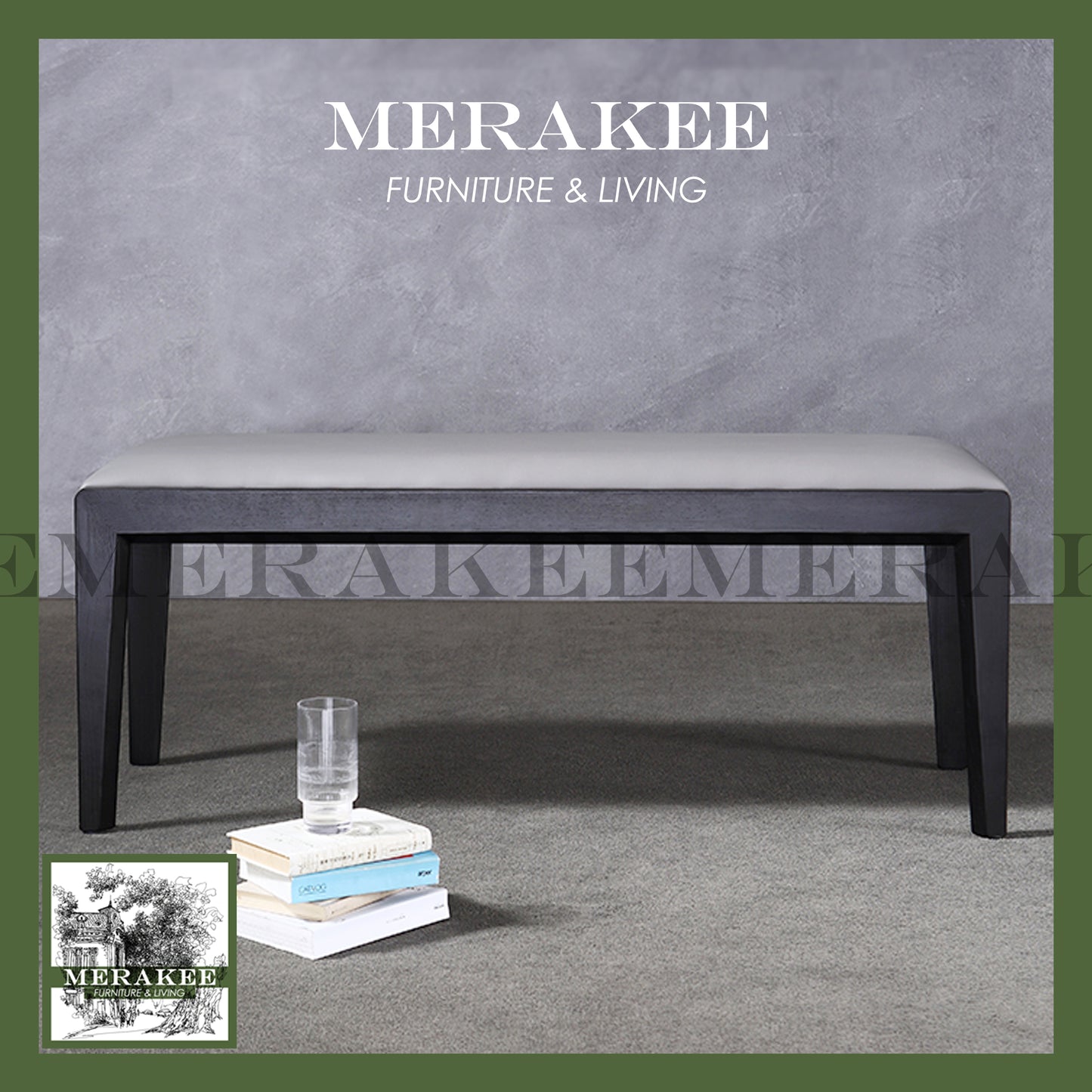 MERAKEE Dining Bench Solid Wood Pu Leather Dining Room Furniture B32