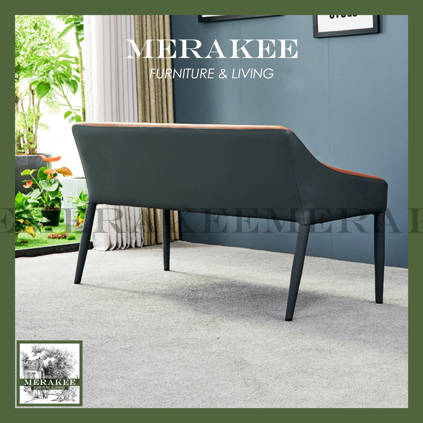 MERAKEE Dining Bench with Backrest Pu Leather Dining Room Furniture B18