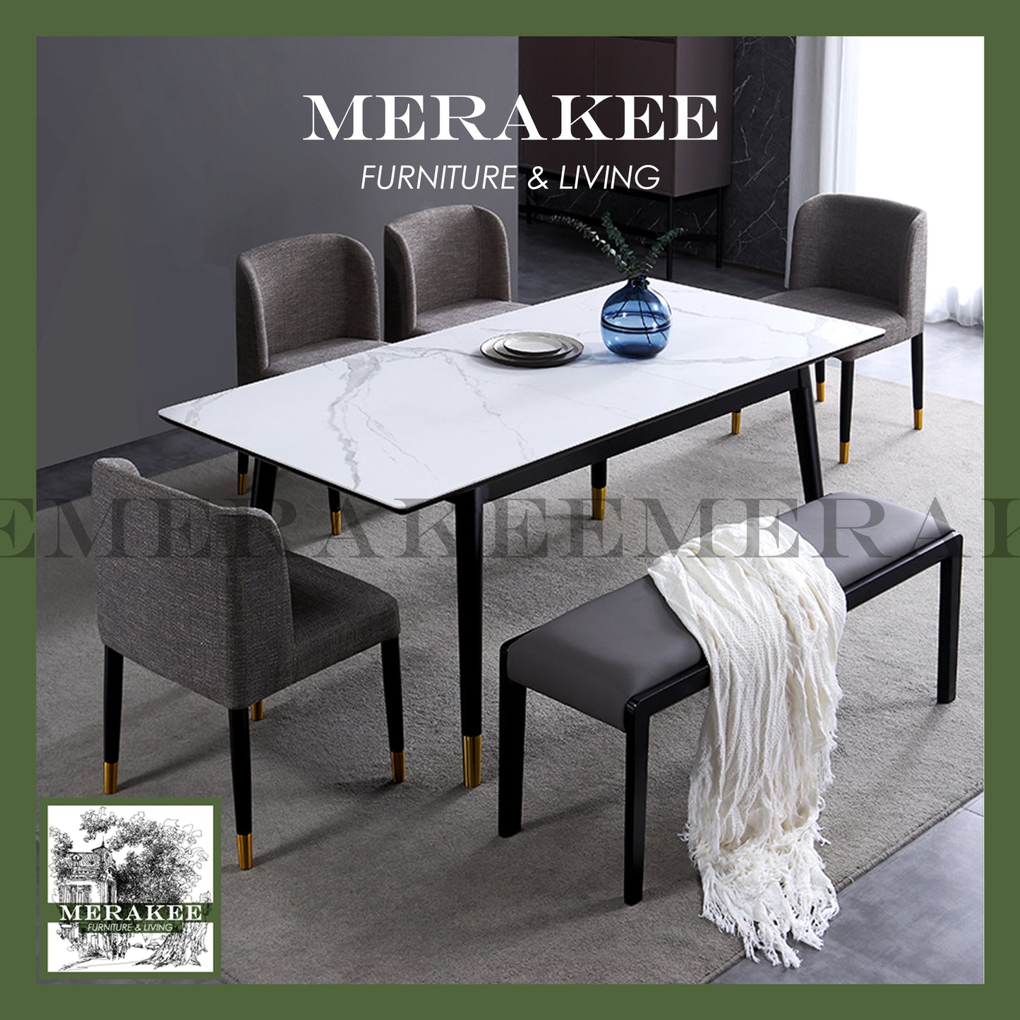 MERAKEE Dining Bench Solid Wood Pu Leather Dining Room Furniture B32