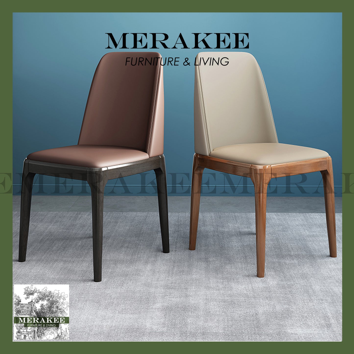MERAKEE Dining Chair PU Leather Solid Wood Frame Dining Room Furniture JCY006