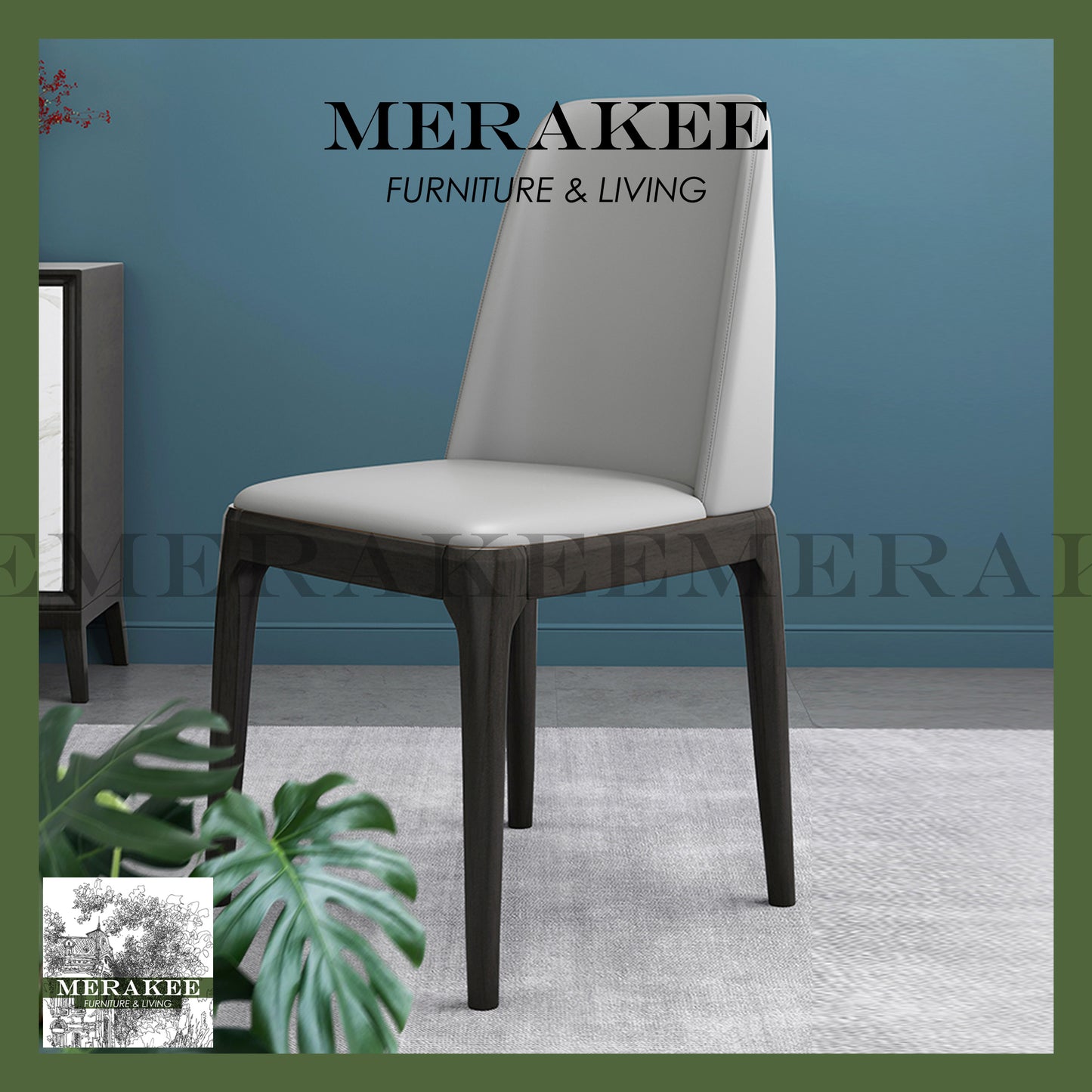 MERAKEE Dining Chair PU Leather Solid Wood Frame Dining Room Furniture JCY006