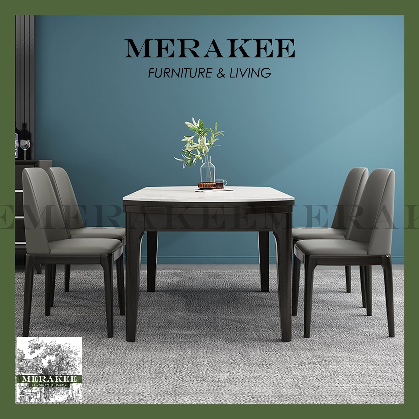 MERAKEE Dining Chair PU Leather Solid Wood Frame Dining Room Furniture JCY006