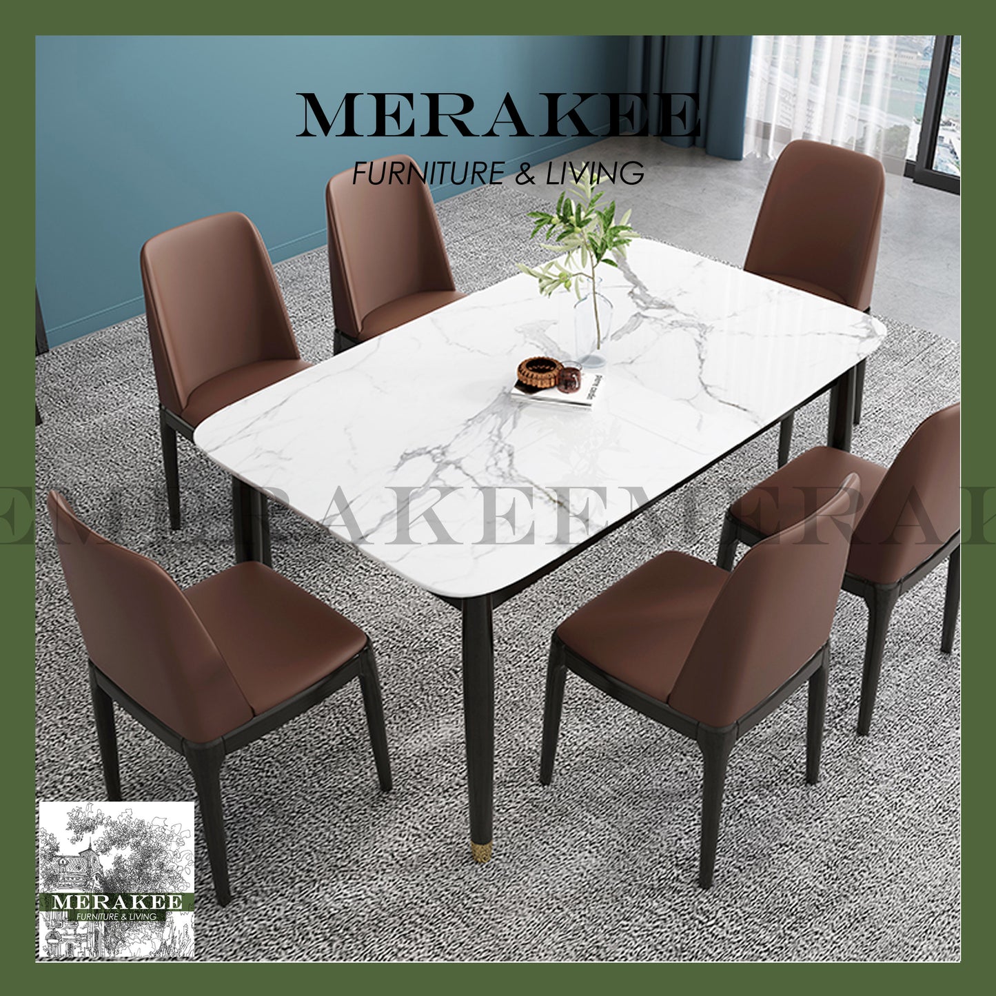 MERAKEE Dining Chair PU Leather Solid Wood Frame Dining Room Furniture JCY006