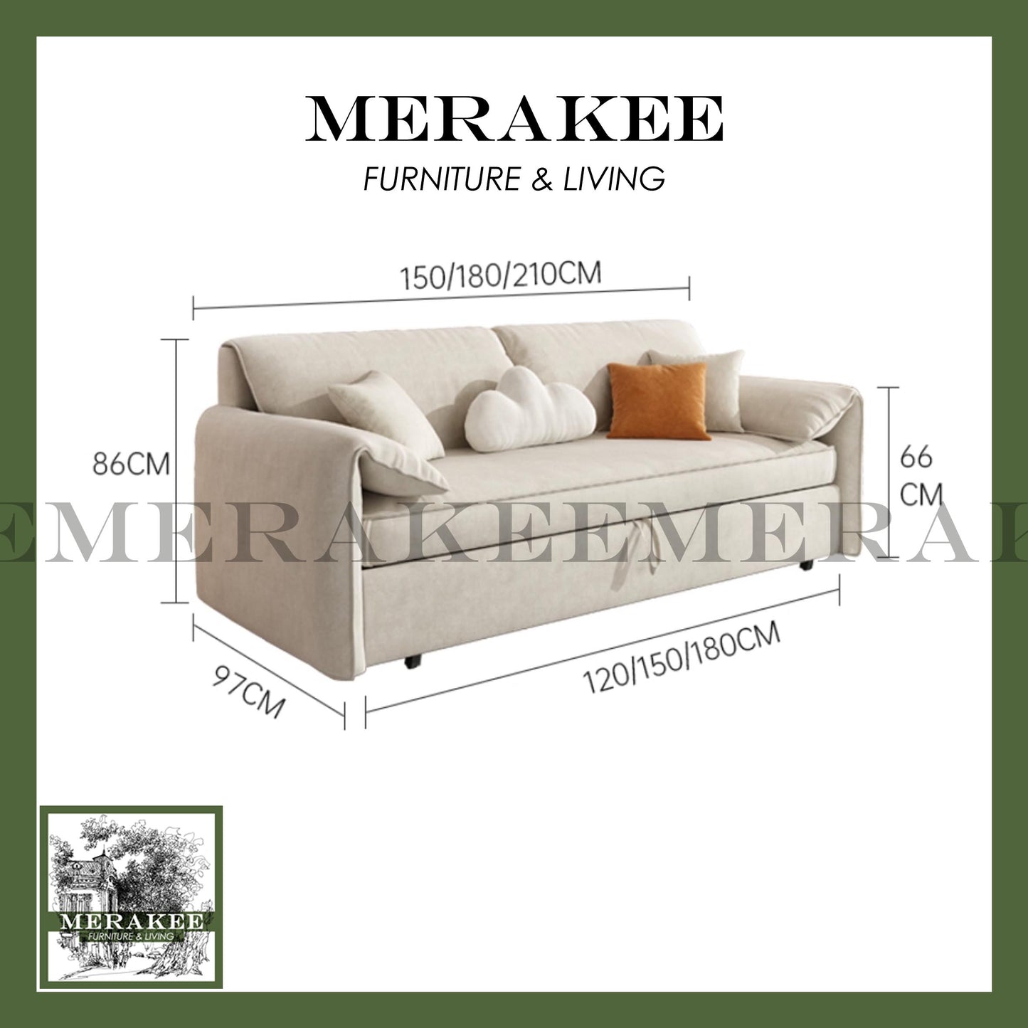 MERAKEE Multi Purpose Sofa Bed Color Solution Living Room Bedroom Furniture XC1961
