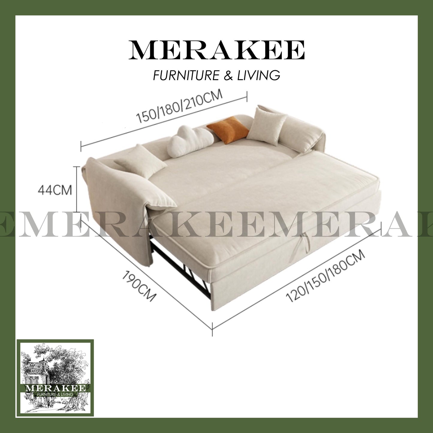 MERAKEE Multi Purpose Sofa Bed Color Solution Living Room Bedroom Furniture XC1961