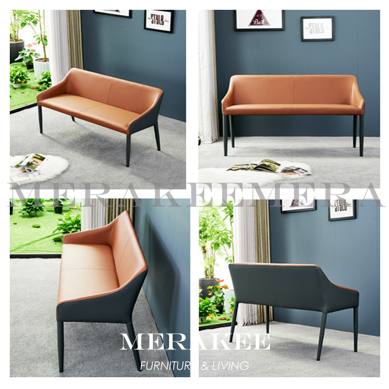 MERAKEE Dining Bench with Backrest Pu Leather Dining Room Furniture B18