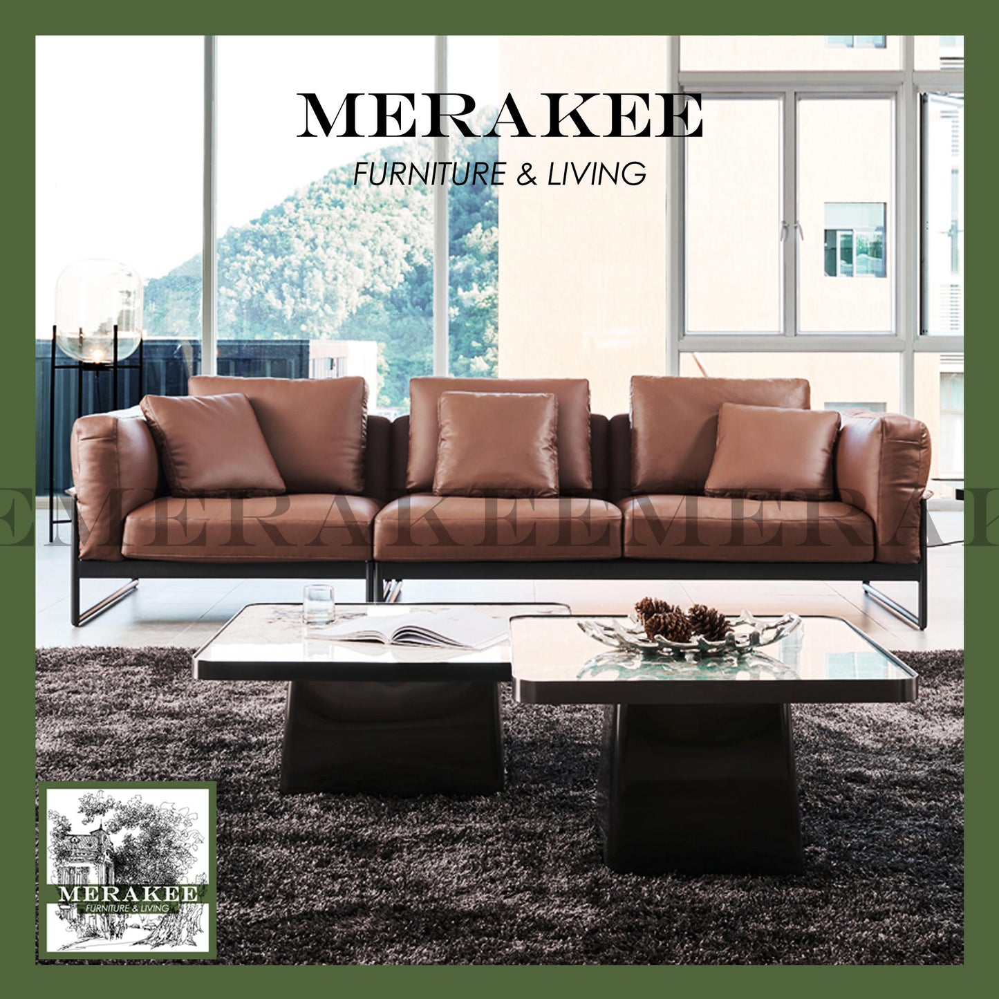 MERAKEE PU Leather 1/2/3/4 Seater Sofa Solid Wood Color Solution Living Room Furniture W091