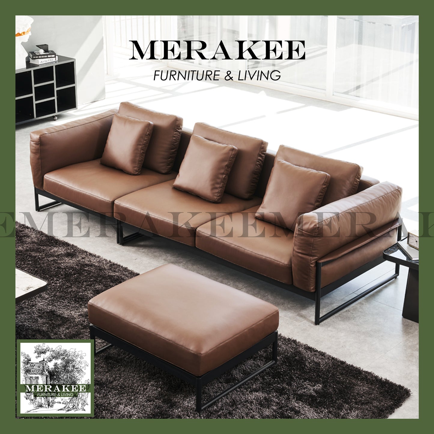 MERAKEE PU Leather 1/2/3/4 Seater Sofa Solid Wood Color Solution Living Room Furniture W091