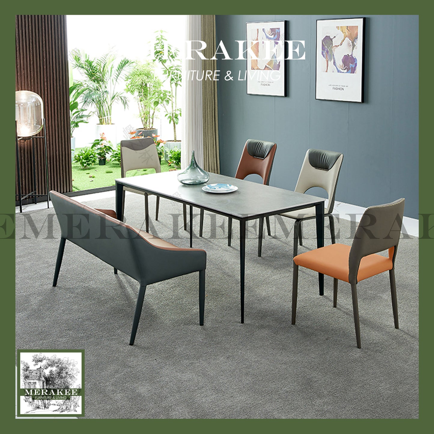 MERAKEE Dining Bench with Backrest Pu Leather Dining Room Furniture B18