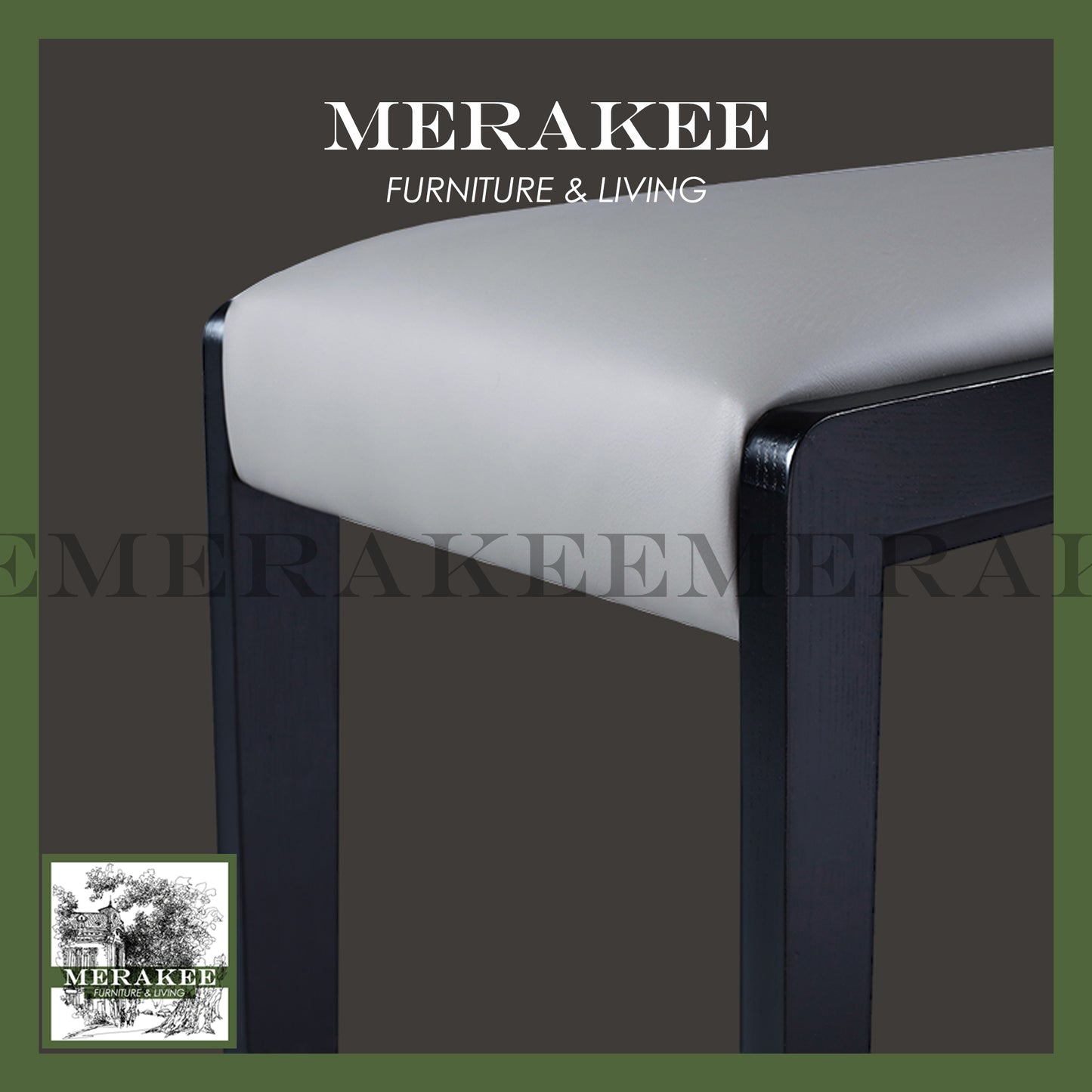 MERAKEE Dining Bench Solid Wood Pu Leather Dining Room Furniture B32