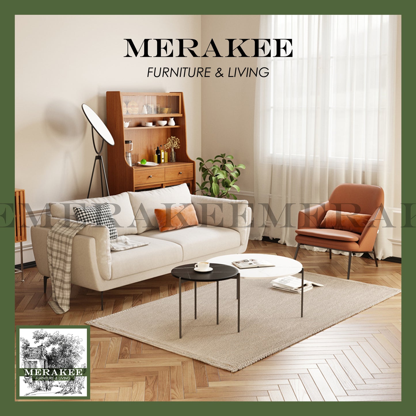MERAKEE 1/2/3 Seater Sofa Solid Wood Color Solution Living Room Furniture JC806