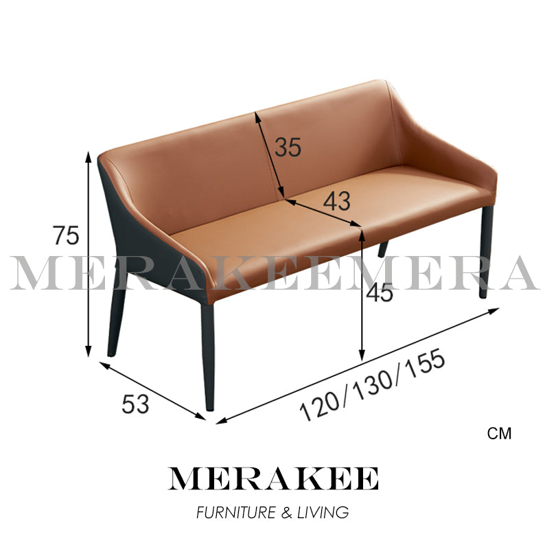 MERAKEE Dining Bench with Backrest Pu Leather Dining Room Furniture B18