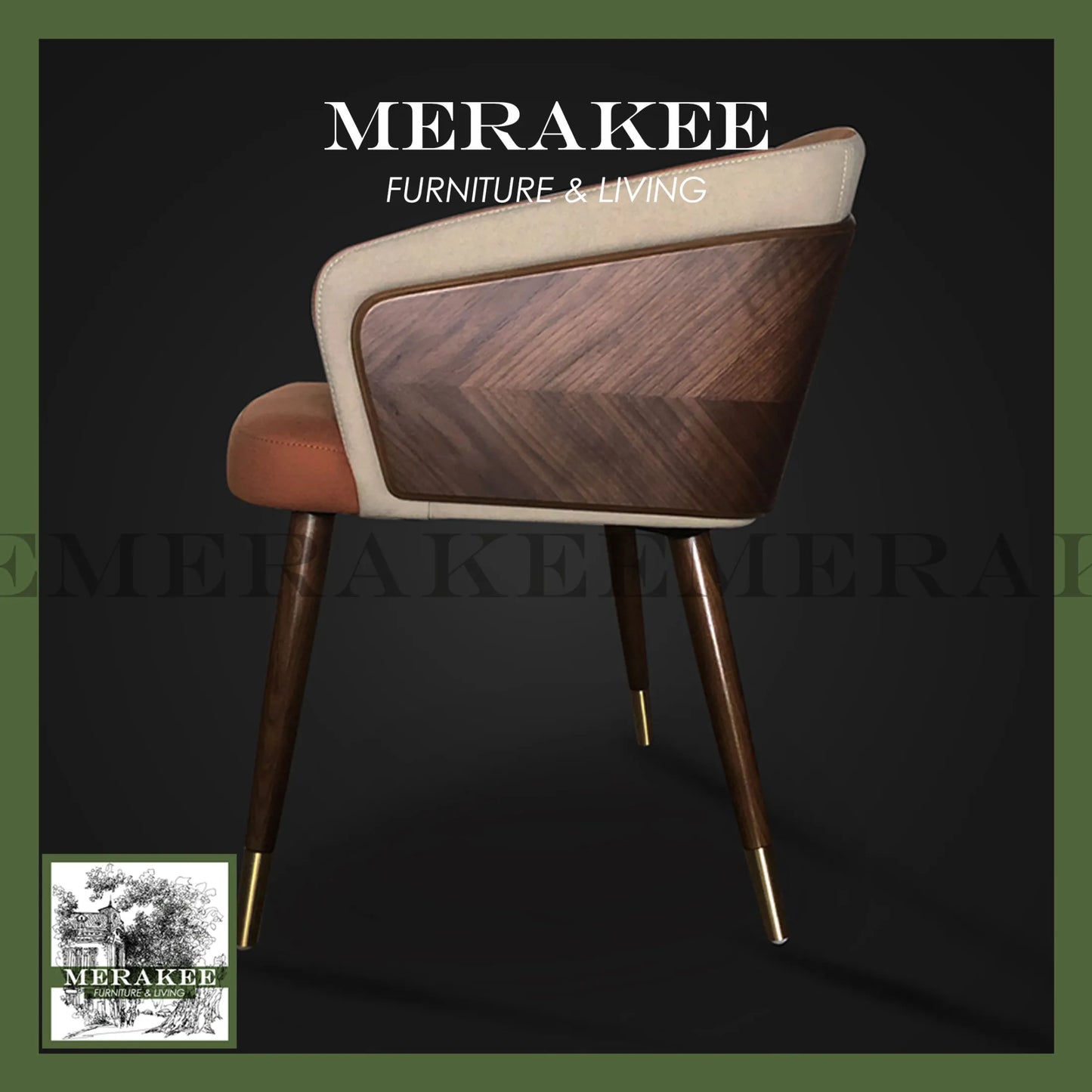 MERAKEE Dining Discussion Chair Wood with Full Grain Leather PU Leather Technology Fabric Discussion Table Set Dining Room Furniture WQ01