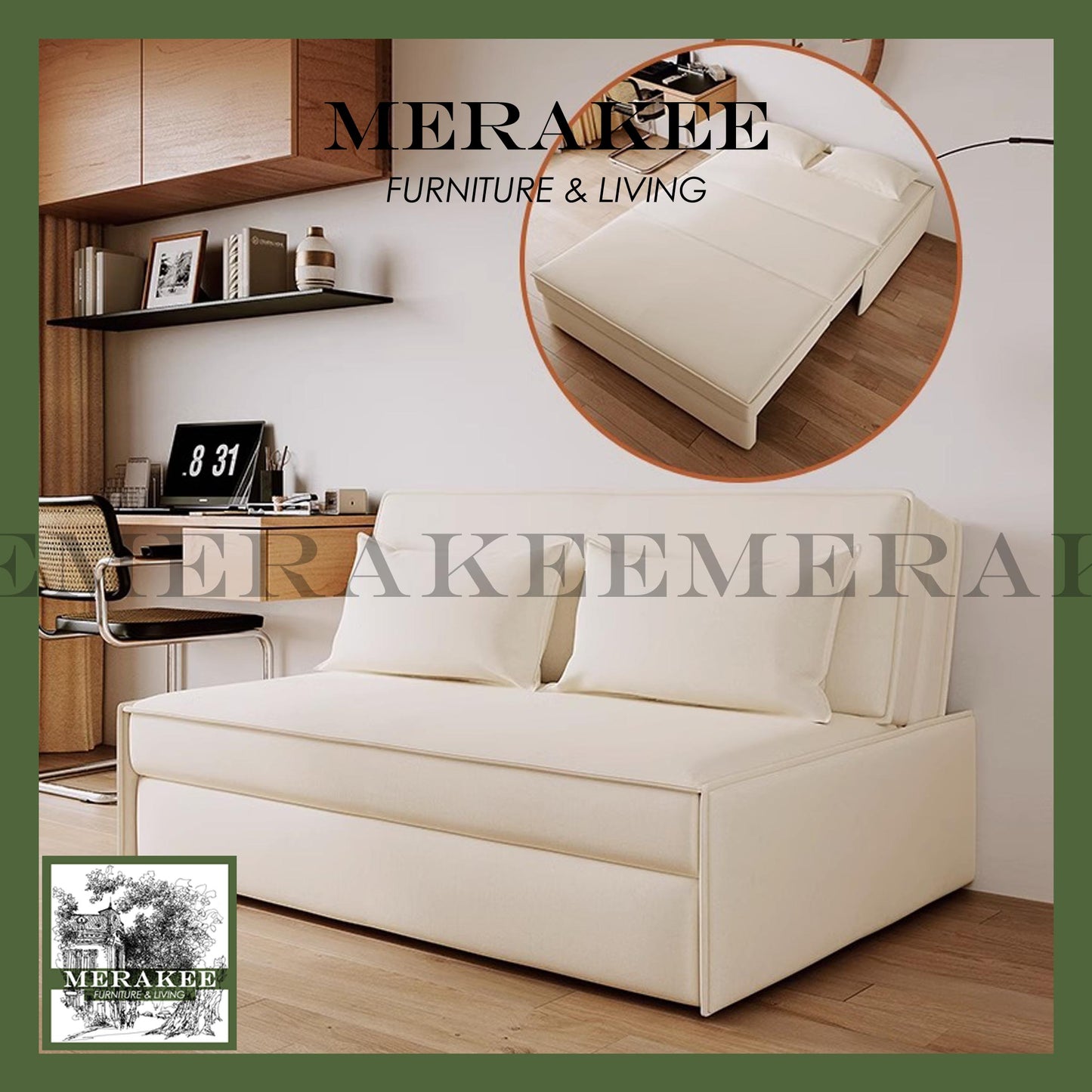 MERAKEE Multi Purpose Sofa Bed With Large Storage Color Solution Living Room Bedroom Furniture XC6396