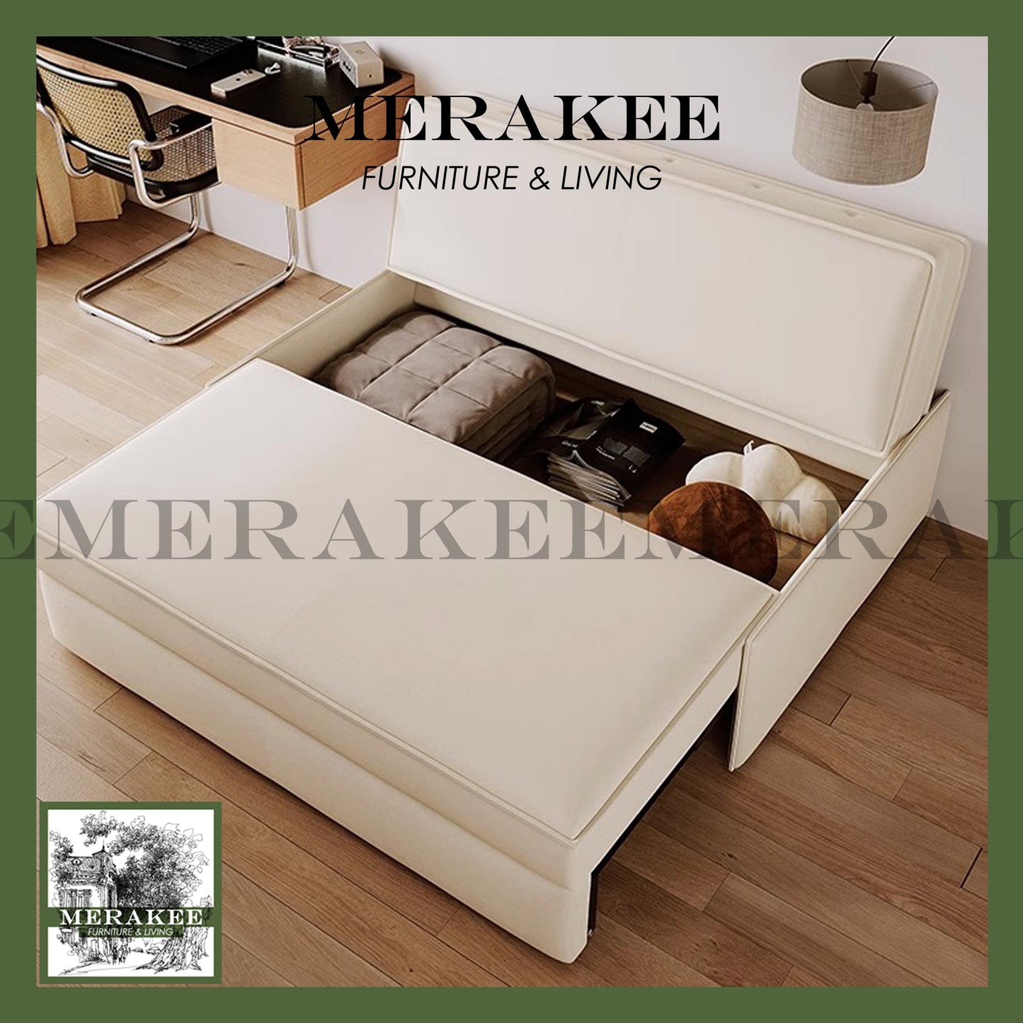 MERAKEE Multi Purpose Sofa Bed With Large Storage Color Solution Living Room Bedroom Furniture XC6396