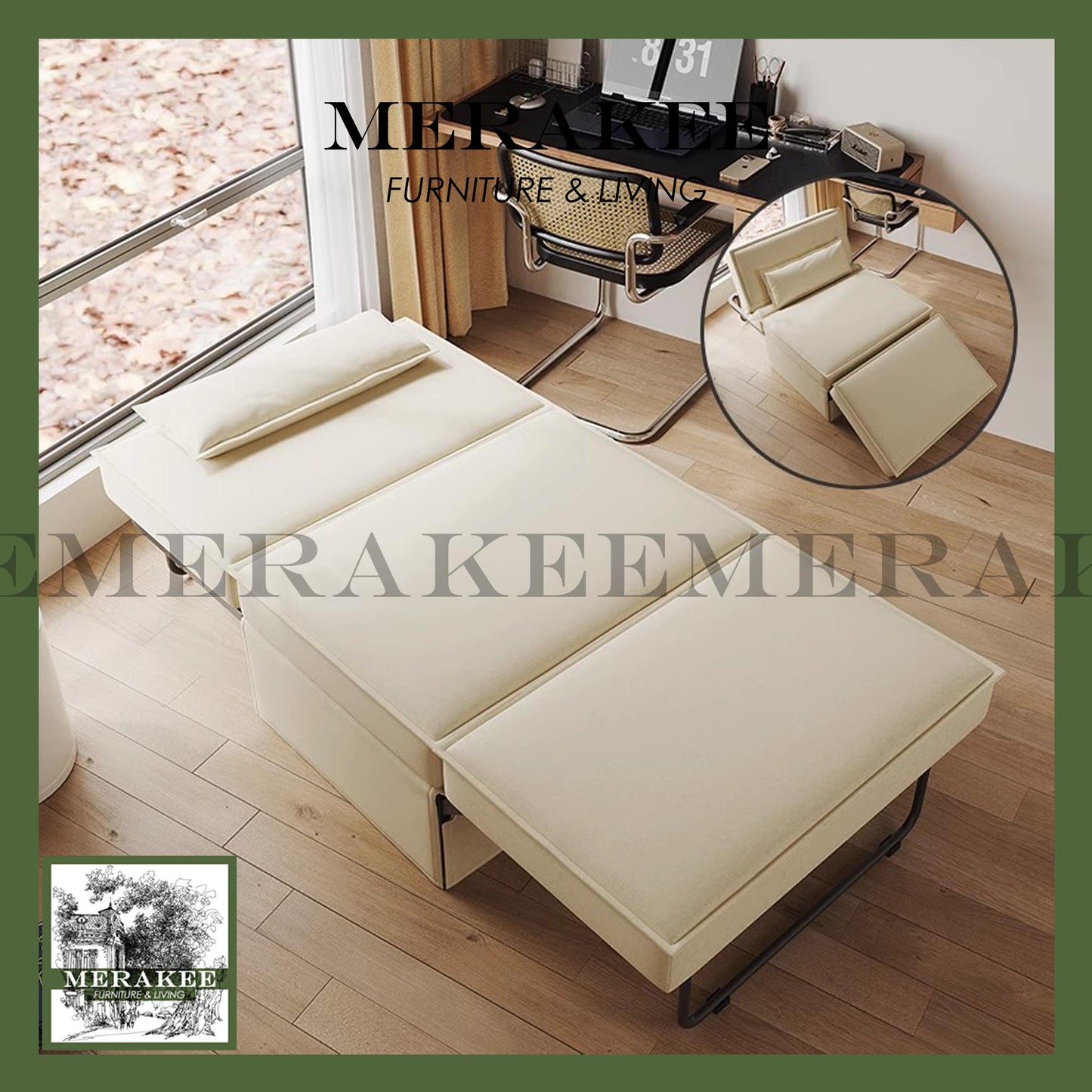 MERAKEE Multi Purpose Sofa Bed Stool Ottoman Single Color Solution Living Room Bedroom Office Furniture XC207