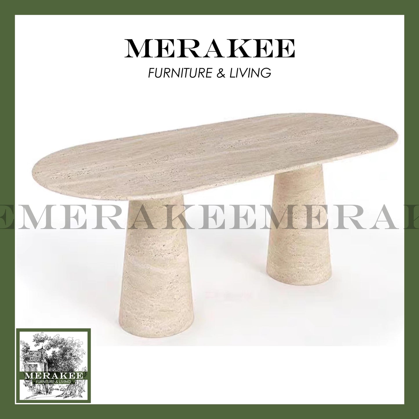 MERAKEE Natural Travertine Dining Table Customization Dining Room Furniture