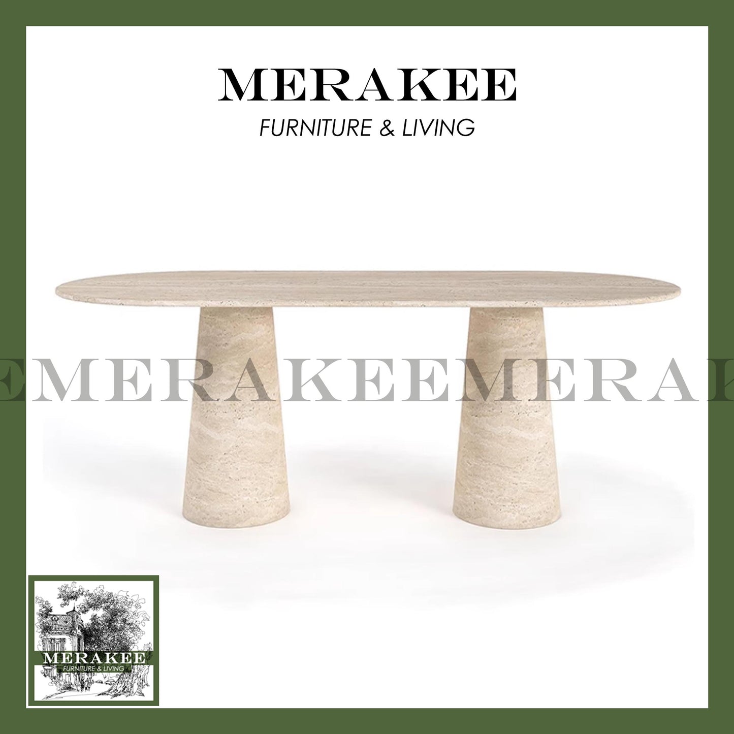 MERAKEE Natural Travertine Dining Table Customization Dining Room Furniture