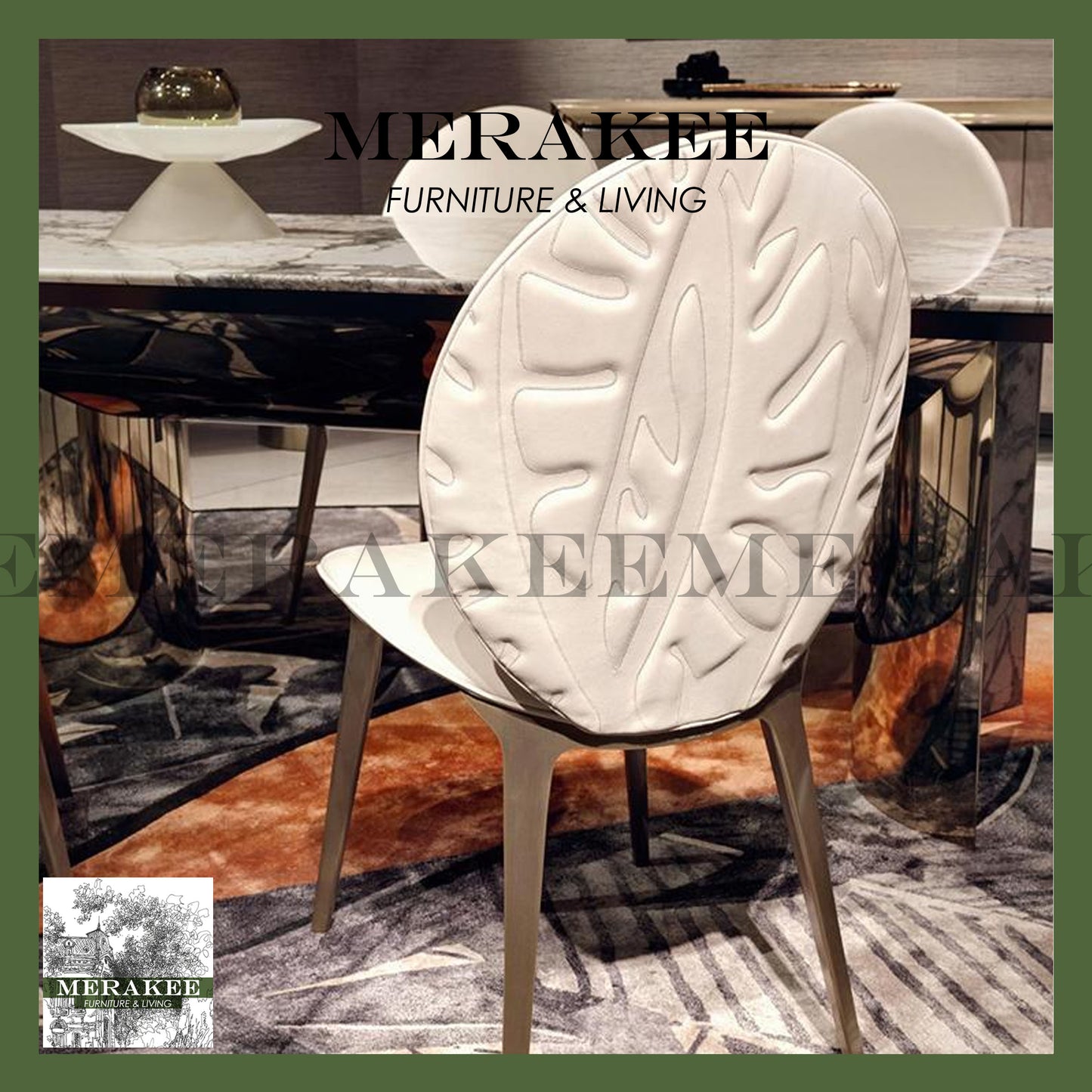 MERAKEE Dining Chair PU Leather Gold Leg Stainless Steel Dining Room Furniture Y001