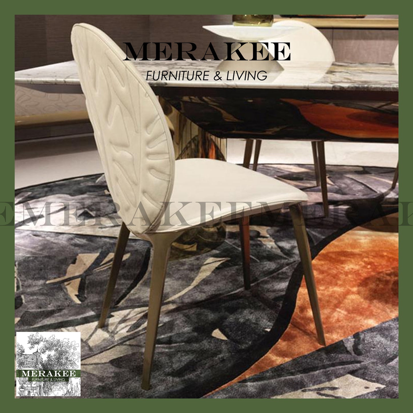 MERAKEE Dining Chair PU Leather Gold Leg Stainless Steel Dining Room Furniture Y001