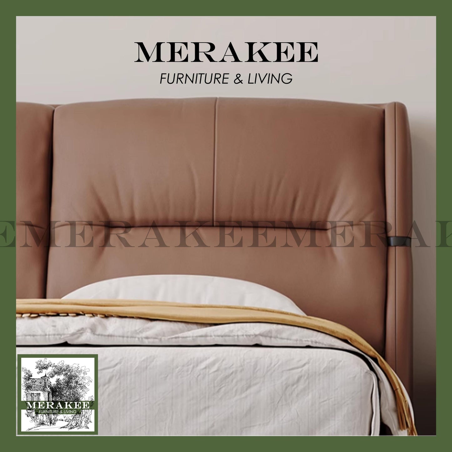 MERAKEE Queen/King Genuine Leather Bed Frame Bedroom Furniture JC263
