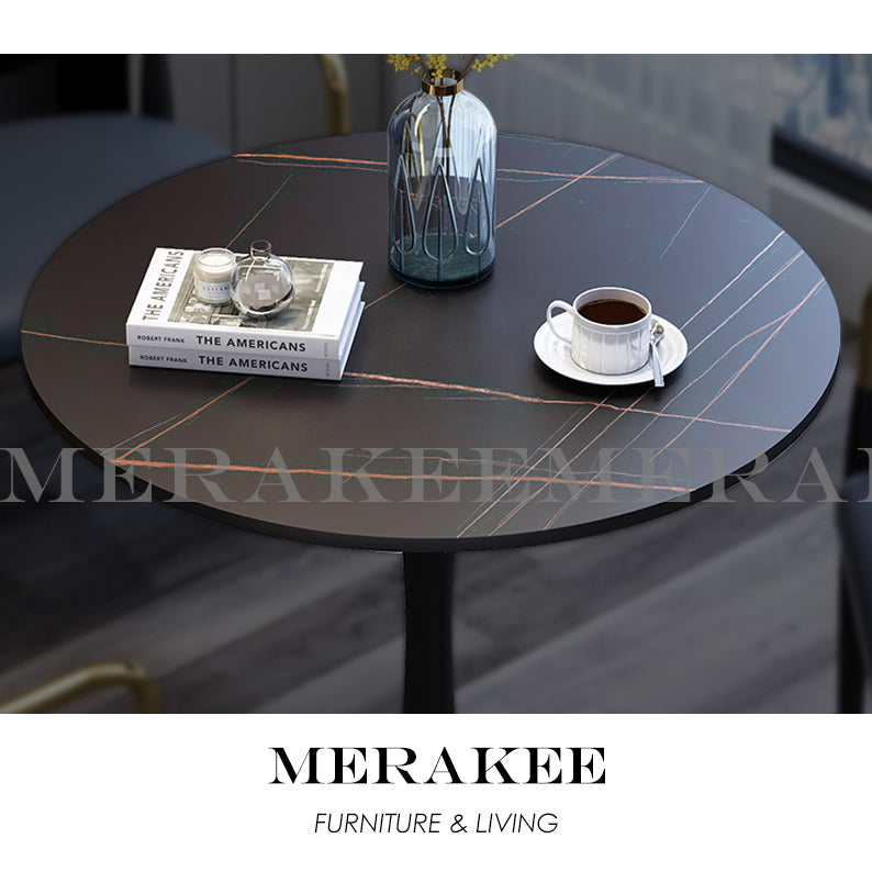MERAKEE Marble Like Sintered Stone Balcony Negotiation Meeting Table With Chair Set F016