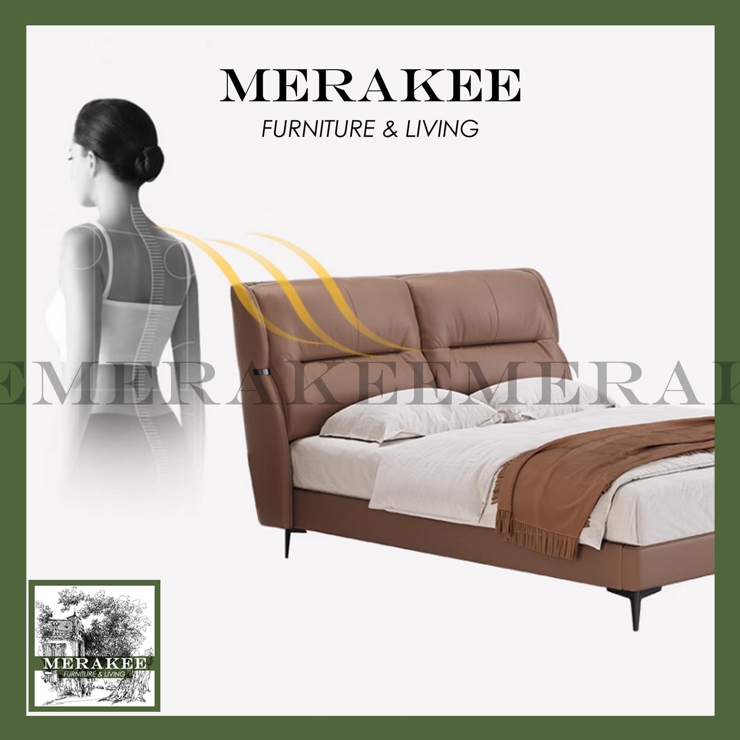 MERAKEE Queen/King Genuine Leather Bed Frame Bedroom Furniture JC263