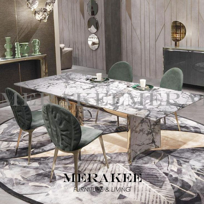 MERAKEE Dining Chair PU Leather Gold Leg Stainless Steel Dining Room Furniture Y001