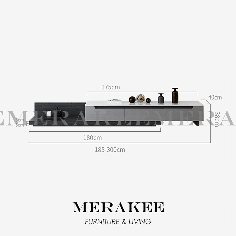 MERAKEE Marble Like Sintered Stone TV Console Cabinet Coffee Table Set Living Room Furniture DS004