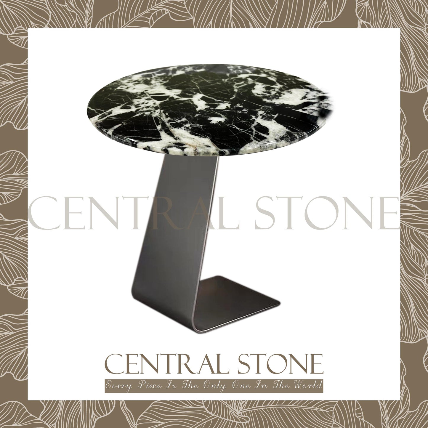 CENTRAL STONE French Natural Marble Coffee Side Table From Dia45cm -Napoleon Black