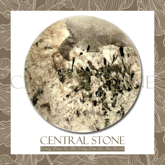 CENTRAL STONE Brazilian Natural Marble Quartz Coffee Side Table Dia45cm -Pandora Green Diamond