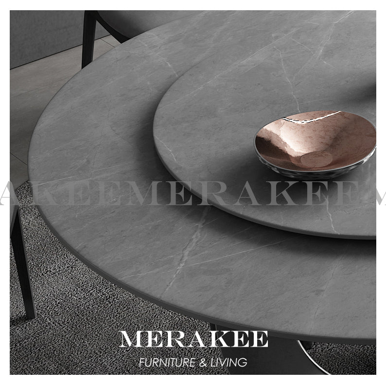 MERAKEE Customized Marble Like Sintered Stone Round Dining Table Dining Room Furniture F018