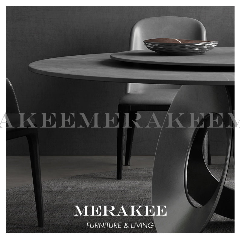 MERAKEE Customized Marble Like Sintered Stone Round Dining Table Dining Room Furniture F018