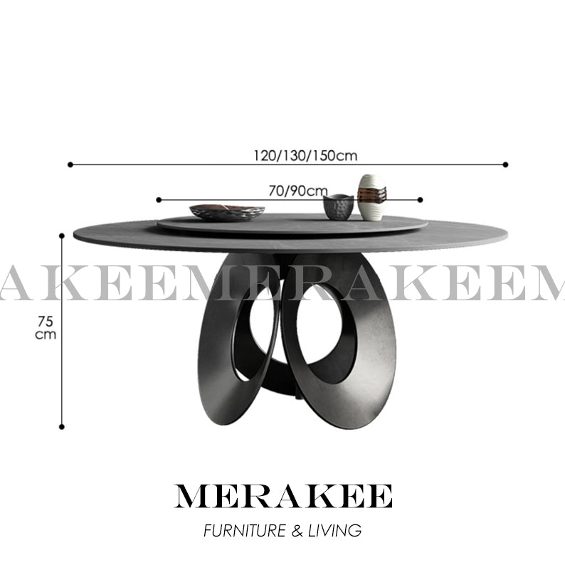 MERAKEE Customized Marble Like Sintered Stone Round Dining Table Dining Room Furniture F018