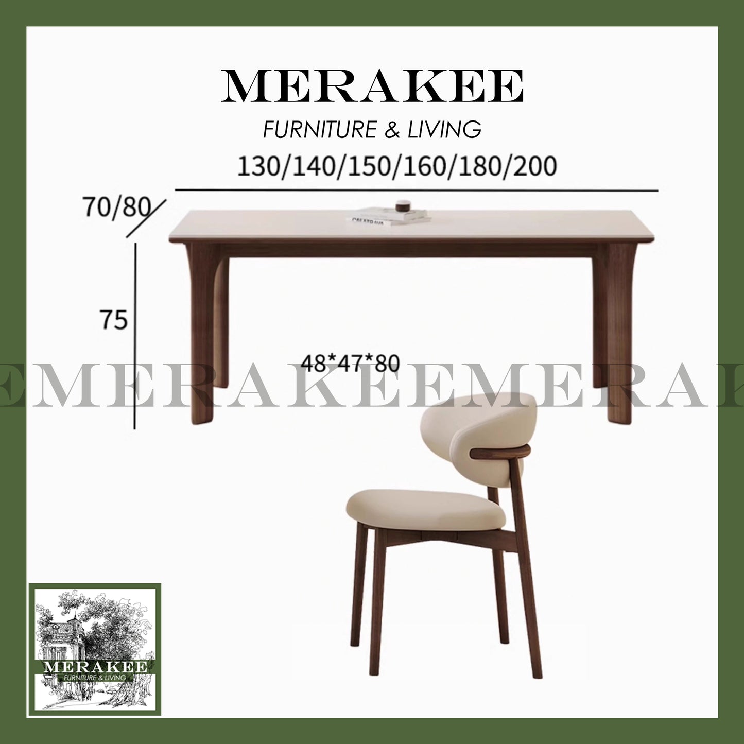 MERAKEE Customized Marble Like Sintered Stone Solid Ashwood Leg Dining Table Dining Room Furniture AW16