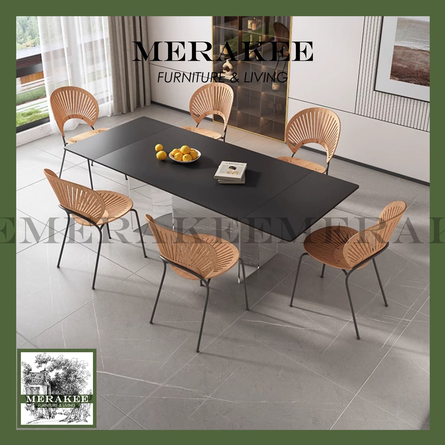 MERAKEE Extendable Customized Marble Like Sintered Stone With Acrylic Stand Dining Table Dining Room Furniture F13