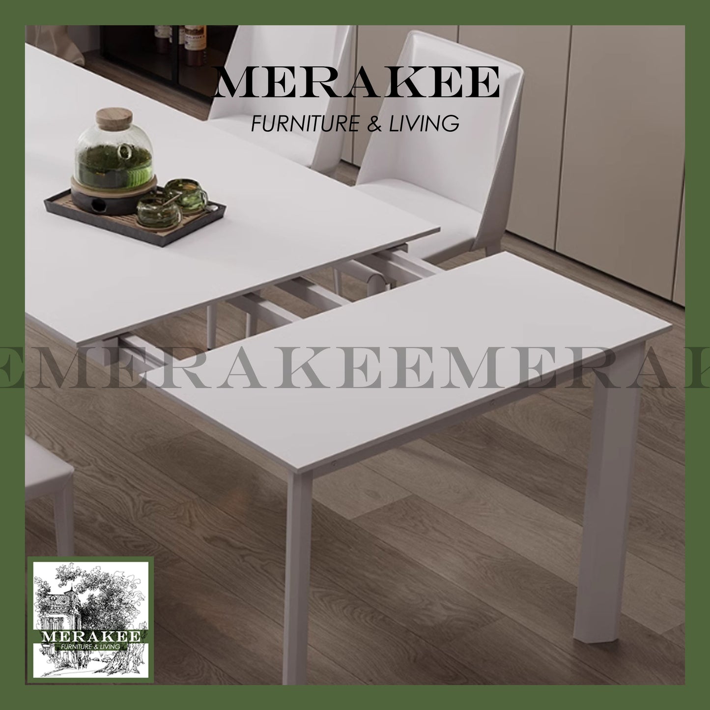 MERAKEE Extendable Customized Marble Like Sintered Stone Aluminum Alloy Stand Dining Table Dining Room Furniture F80