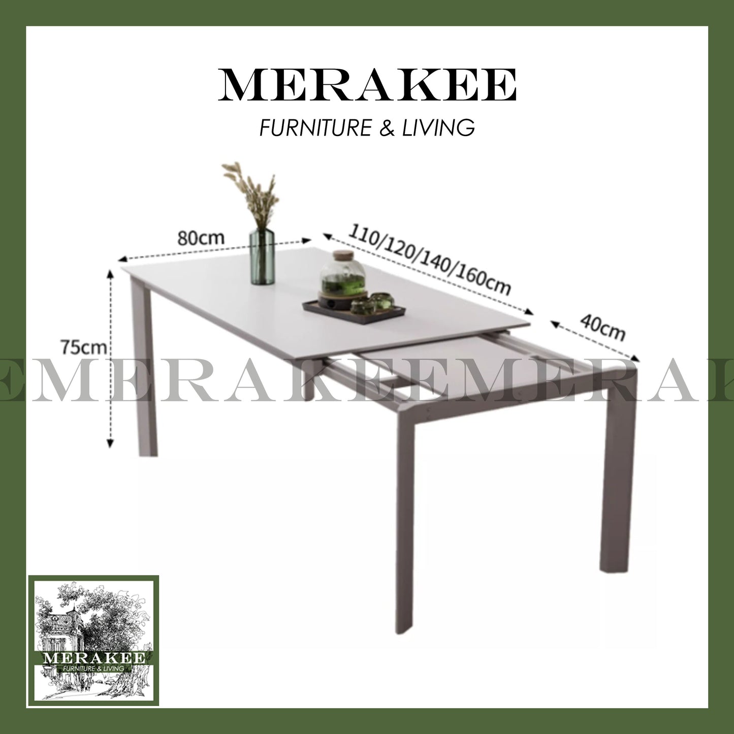 MERAKEE Extendable Customized Marble Like Sintered Stone Aluminum Alloy Stand Dining Table Dining Room Furniture F80