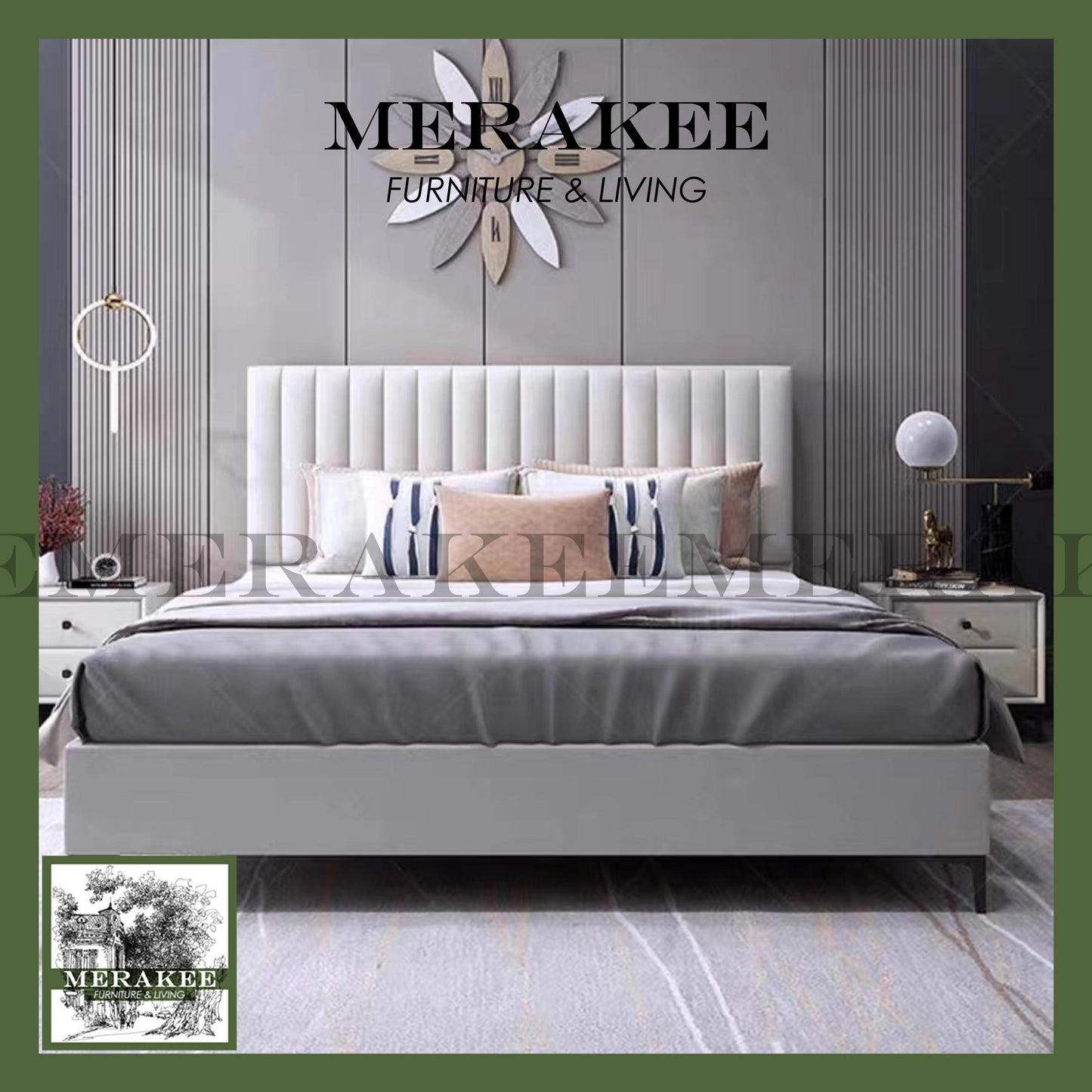 MERAKEE Queen/King Genuine/Faux Leather Bed Frame Bedroom Furniture JC229