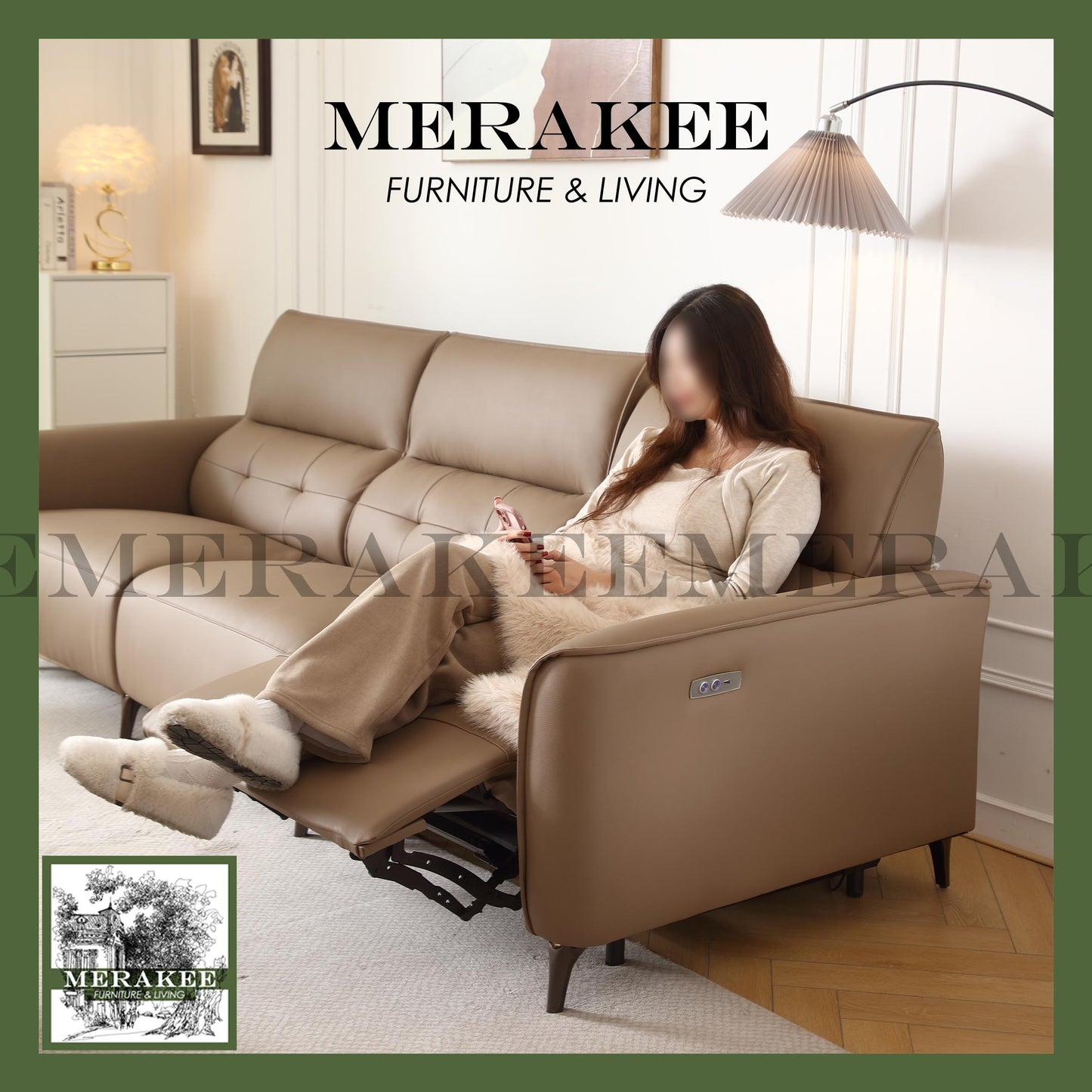 MERAKEE Full-Grain Genuine Leather Electric Recliner sofa 2/3/4 Seater Color Solution Living Room Furniture XC8828