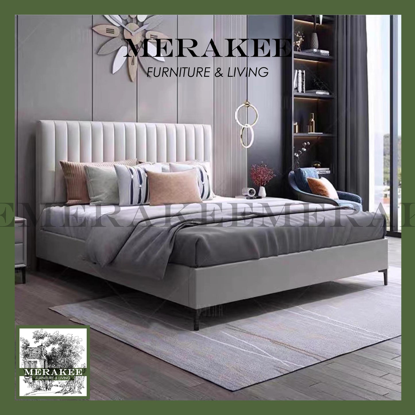 MERAKEE Queen/King Genuine/Faux Leather Bed Frame Bedroom Furniture JC229