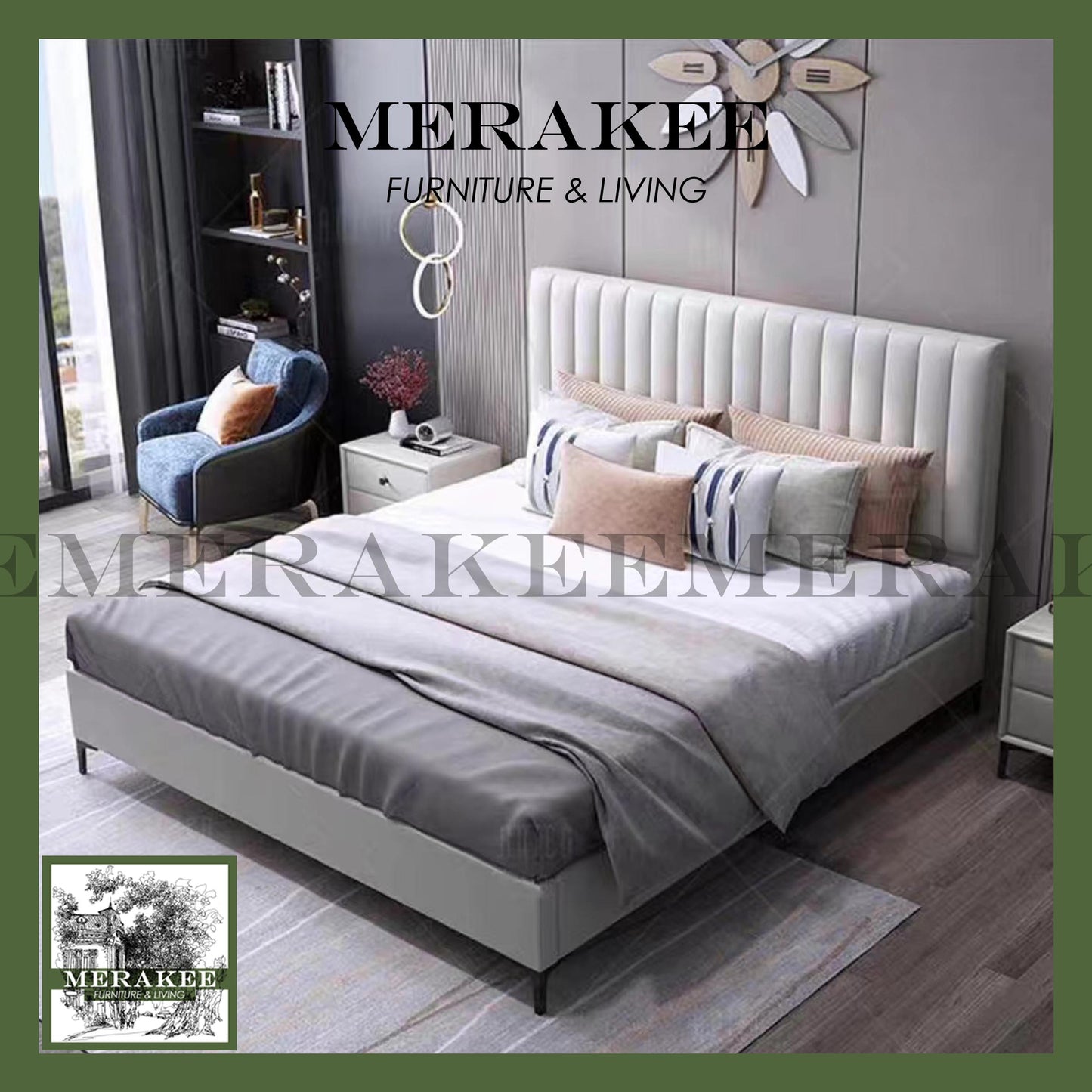 MERAKEE Queen/King Genuine/Faux Leather Bed Frame Bedroom Furniture JC229