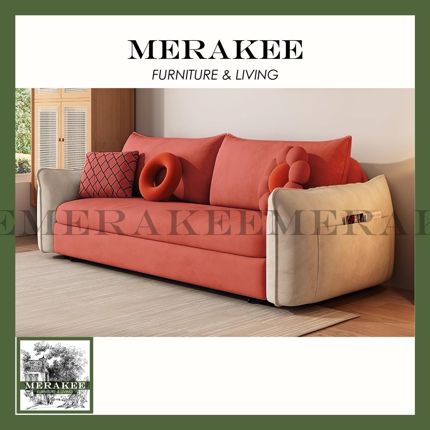 MERAKEE Multi Purpose Sofa Bed With Large Storage Color Solution Living Room Bedroom Furniture K27