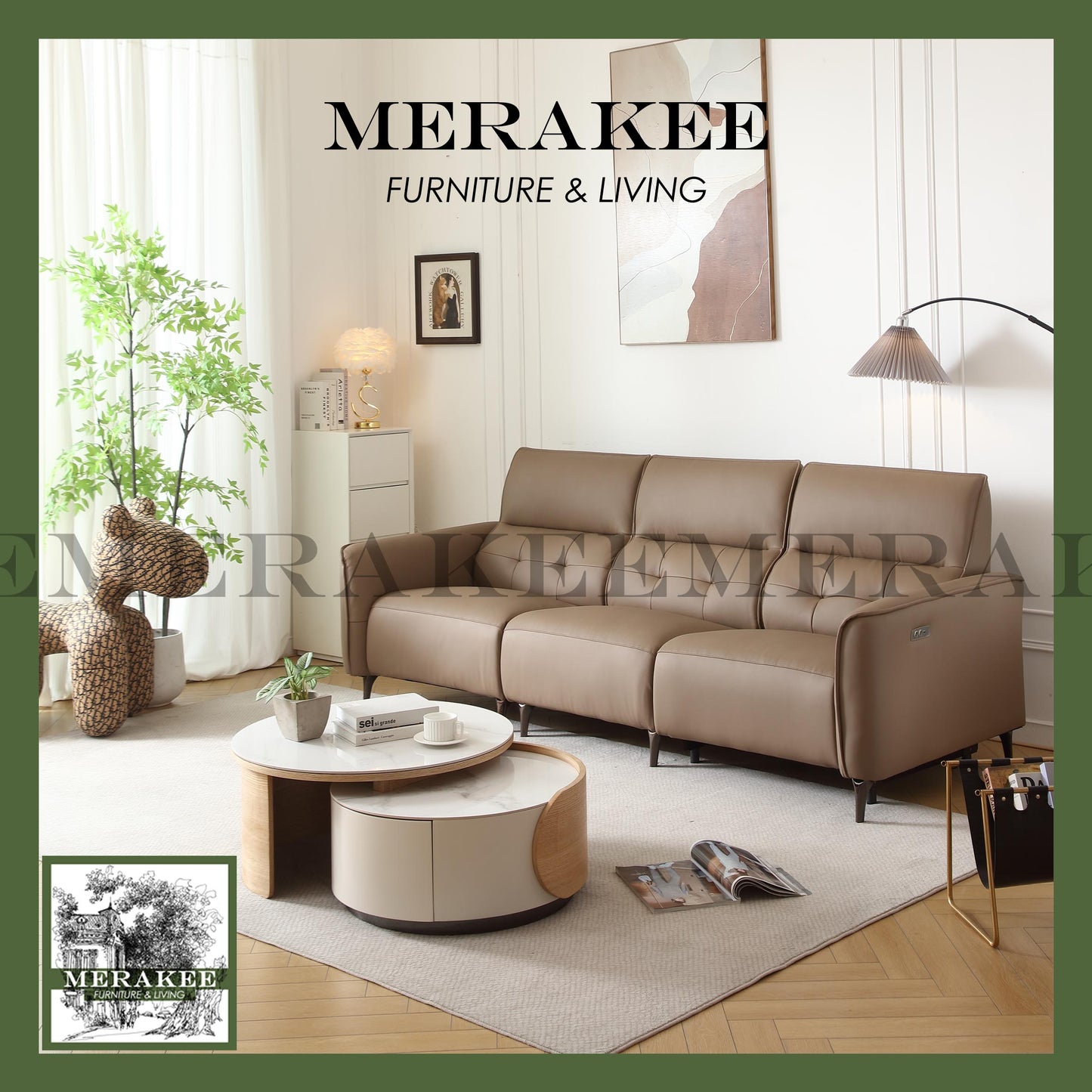 MERAKEE Full-Grain Genuine Leather Electric Recliner sofa 2/3/4 Seater Color Solution Living Room Furniture XC8828