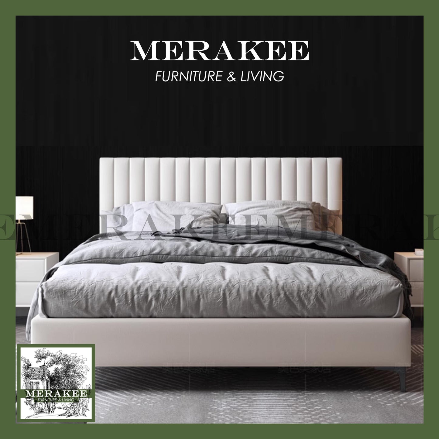 MERAKEE Queen/King Genuine/Faux Leather Bed Frame Bedroom Furniture JC229