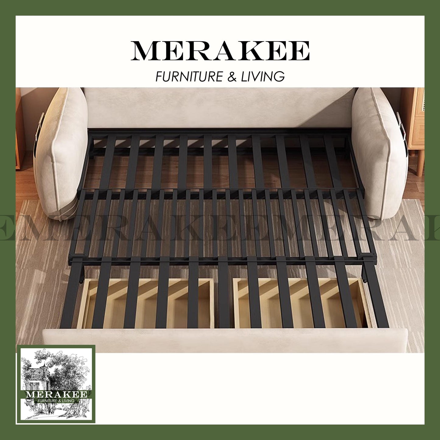 MERAKEE Multi Purpose Sofa Bed With Large Storage Color Solution Living Room Bedroom Furniture K27