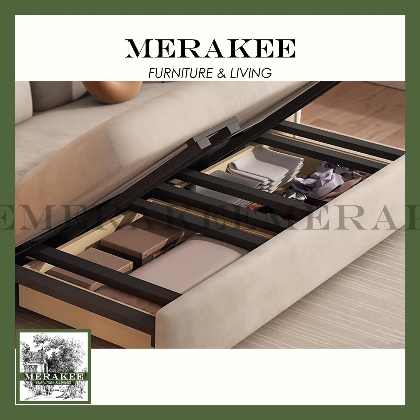 MERAKEE Multi Purpose Sofa Bed With Large Storage Color Solution Living Room Bedroom Furniture K27